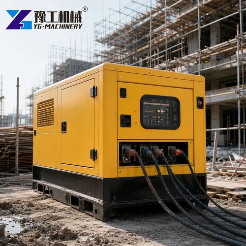 Commercial Diesel Generator At Construction Site