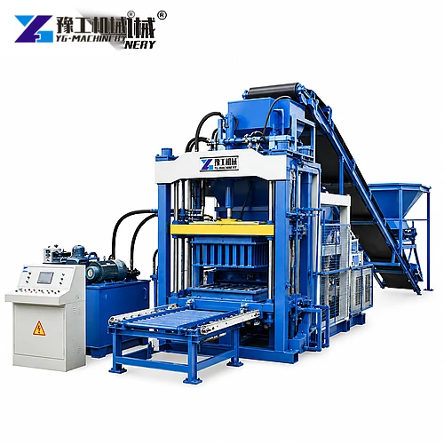 Concrete Brick Making Machine On White Background