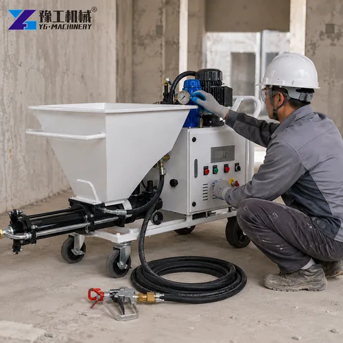 Gypsum Plaster Machine On Construction Site