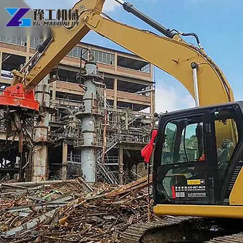 Hydraulic Excavator Magnet At Scrap Yard