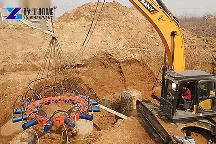 Hydraulic Pile Breaker On Excavator Job Site
