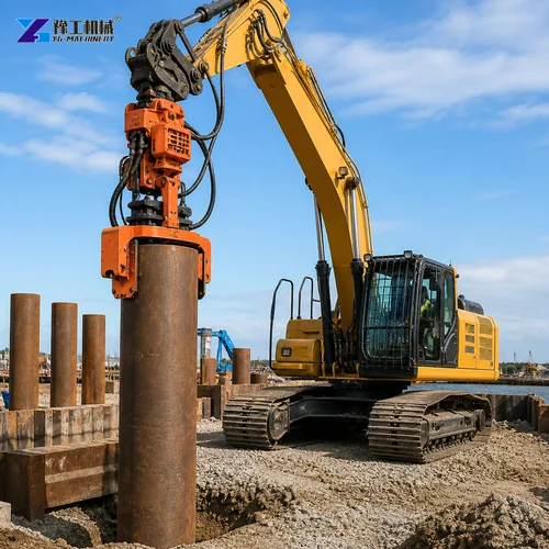 Excavator Pile Driver Pipe Pile Installation