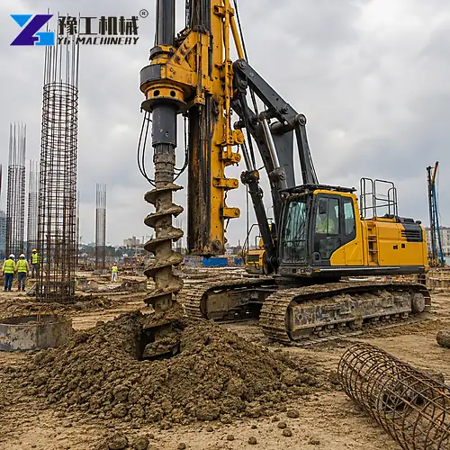 Rotary Drilling Rig At Urban Foundation Site
