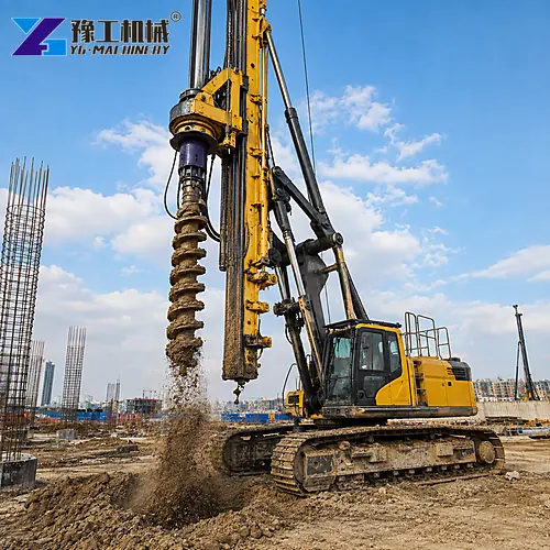 Rotary Piling Machine At Bridge Foundation Site