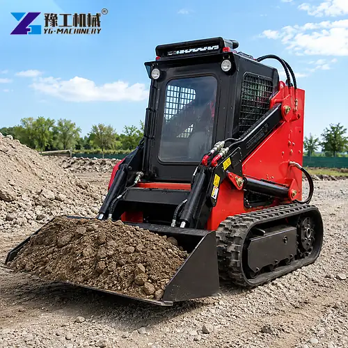 Skid Steer Track Loader Loading Soil