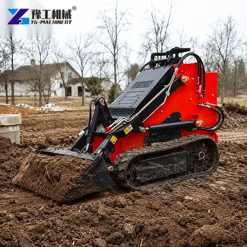Skid Steer Track Loader On Muddy Ground