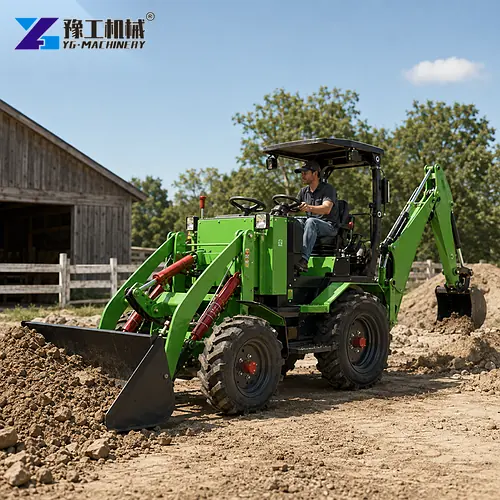 Small Backhoe Loader Loading Soil