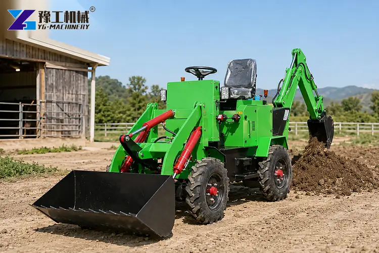 Small Backhoe Loader On Construction Site