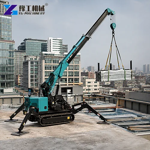 Tracked Mini Crane Rooftop Lifting Operation