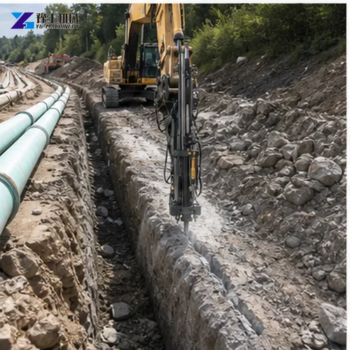 Integrated Rock Drill And Splitter Utility Trench Rock Splitting