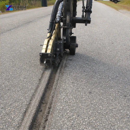 Mechanical router preparing uniform asphalt crack reservoir