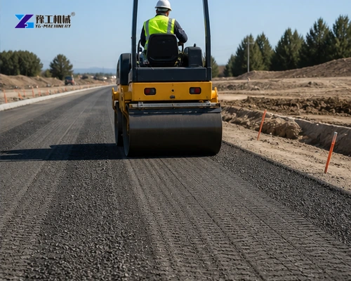 Road roller following controlled compaction pass pattern