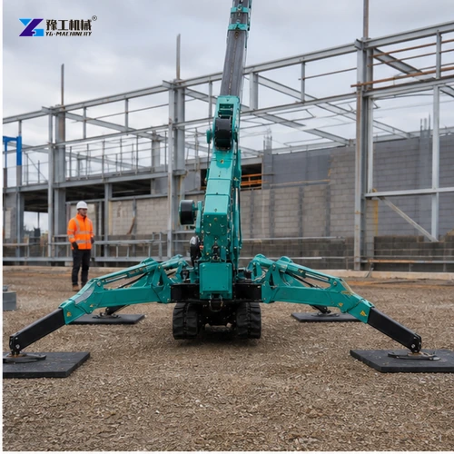 Spider crane outriggers deployed level on engineered support mats