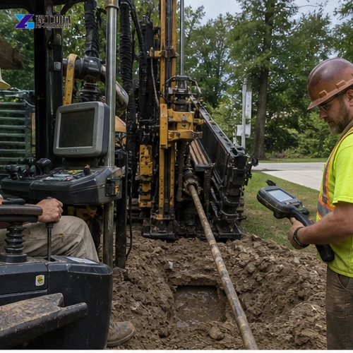 HDD operator and locator coordinating pilot bore steering