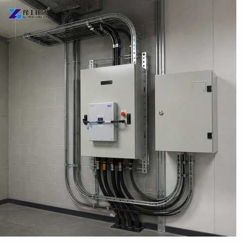 Open automatic transfer switch panel under inspection