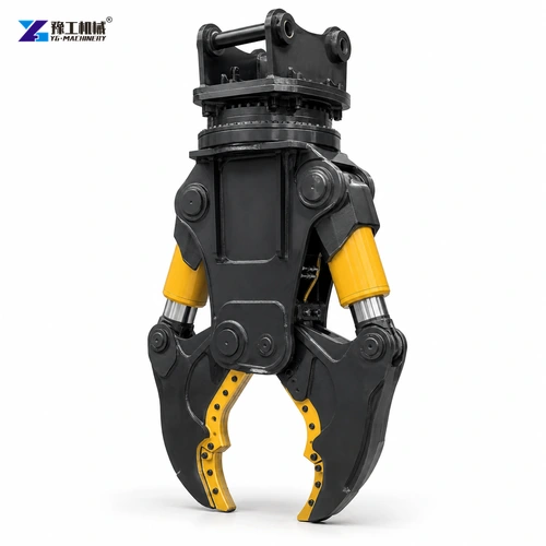 Rotating excavator shear cutting supported steel structure