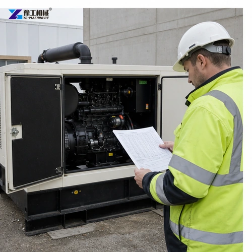 Technician measuring motor starting current in electrical room