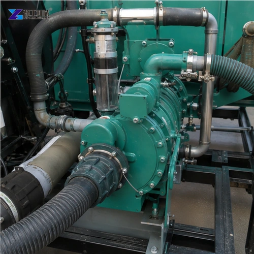 Hydroseeding pump hose and valves arranged for inspection