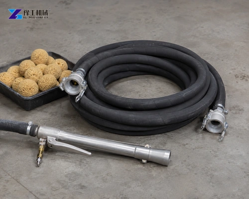 Coiled Mortar Hose With Couplings Spray Lance And Cleaning Accessories