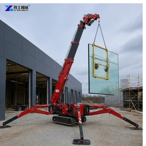 Technician checking spider crane outriggers on level pads