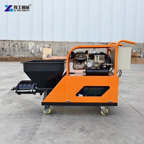 Cement spray machine side view with hopper pump and controls