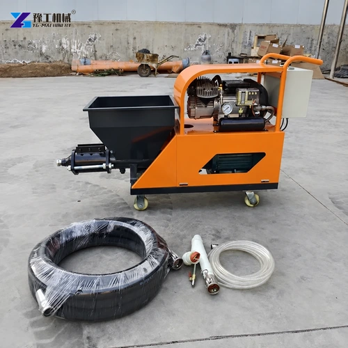Cement spray machine package with hose nozzle and couplings