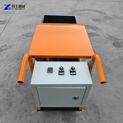 Cement spray machine control panel and feed hopper from above