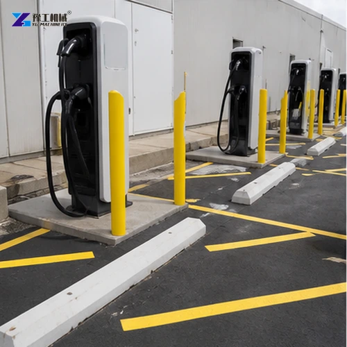 Protective bollards and markings around charging bays