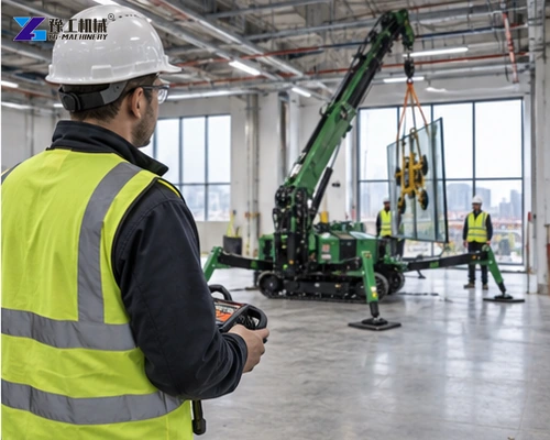 Remote operator controlling a spider crane from a clear view