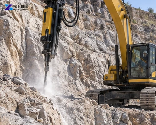 Excavator Drill Attachment operator setup