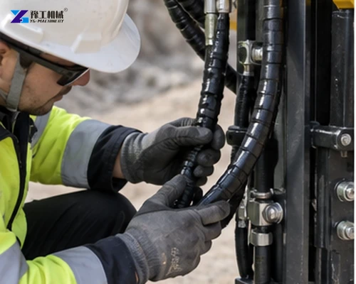 Excavator Drill Attachment jobsite operation