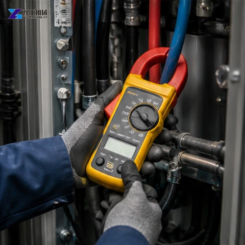 Clamp meter checking measured site electrical demand