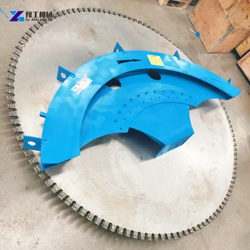 Rock saw disc and protective guard viewed from above