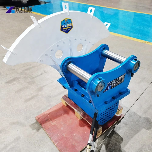Excavator rock saw attachment showing its mounting frame
