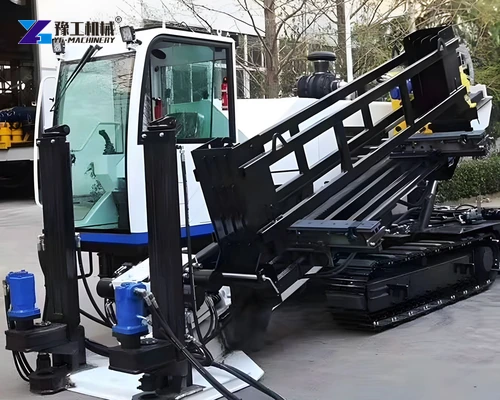 Horizontal directional drill with enclosed operator cab and raised rod frame