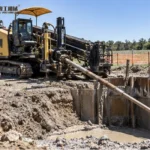 HDD Pullback Force Calculation For Utility Crossings Horizontal directional drilling rig aligned with a utility crossing