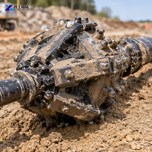 Mud-covered carbide HDD reamer connected between drill rods