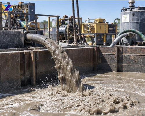 Drilling fluid returning at the HDD entry pit