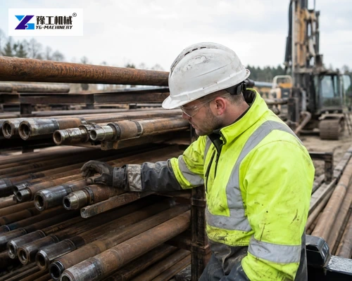 Technician inspecting HDD rod thread connections