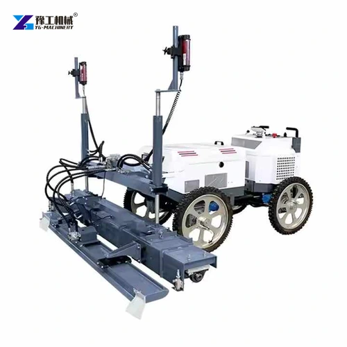 Opposite-side view of concrete laser screed and receiver masts