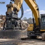 Excavator Magnet Attachment Generator Matching Guide Excavator using a magnet attachment to move ferrous scrap at a processing site