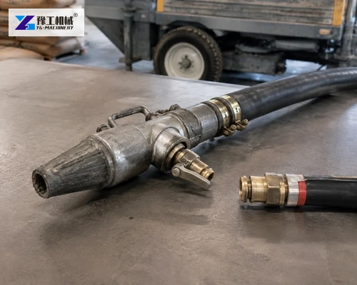 Mortar spray nozzle and hose connections inspected