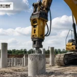 Pile Head Breaking Method And Module Selection Guide Hydraulic pile breaker suspended over round concrete pile