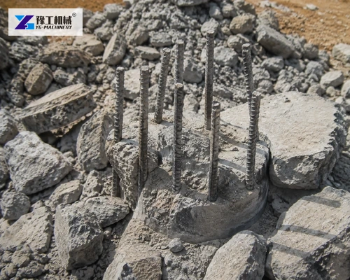 Concrete removed while reinforcement remains exposed