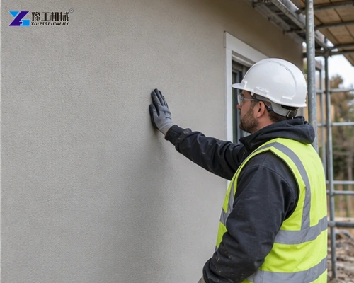 Completed wall with a consistent rendered finish