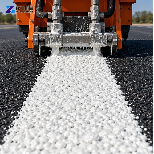 two component textured road line application