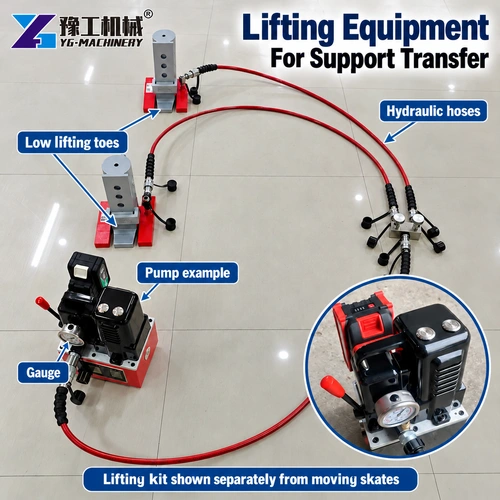 Industrial Heavy Machine Dolly Skates Separate hydraulic pump hoses and low lifting toes
