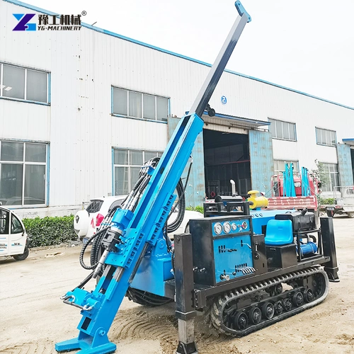 Blue Crawler Core Drill With Its Mast In An Inclined Position