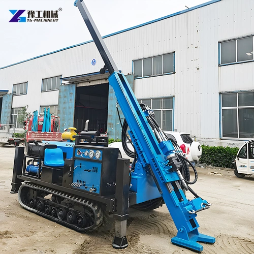 Side View Of A Blue Core Rig With Inclined Drilling Mast