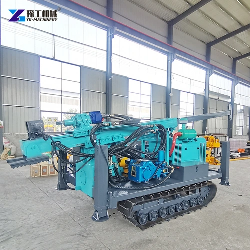Turquoise Core Drilling Rig With The Mast Folded In A Factory